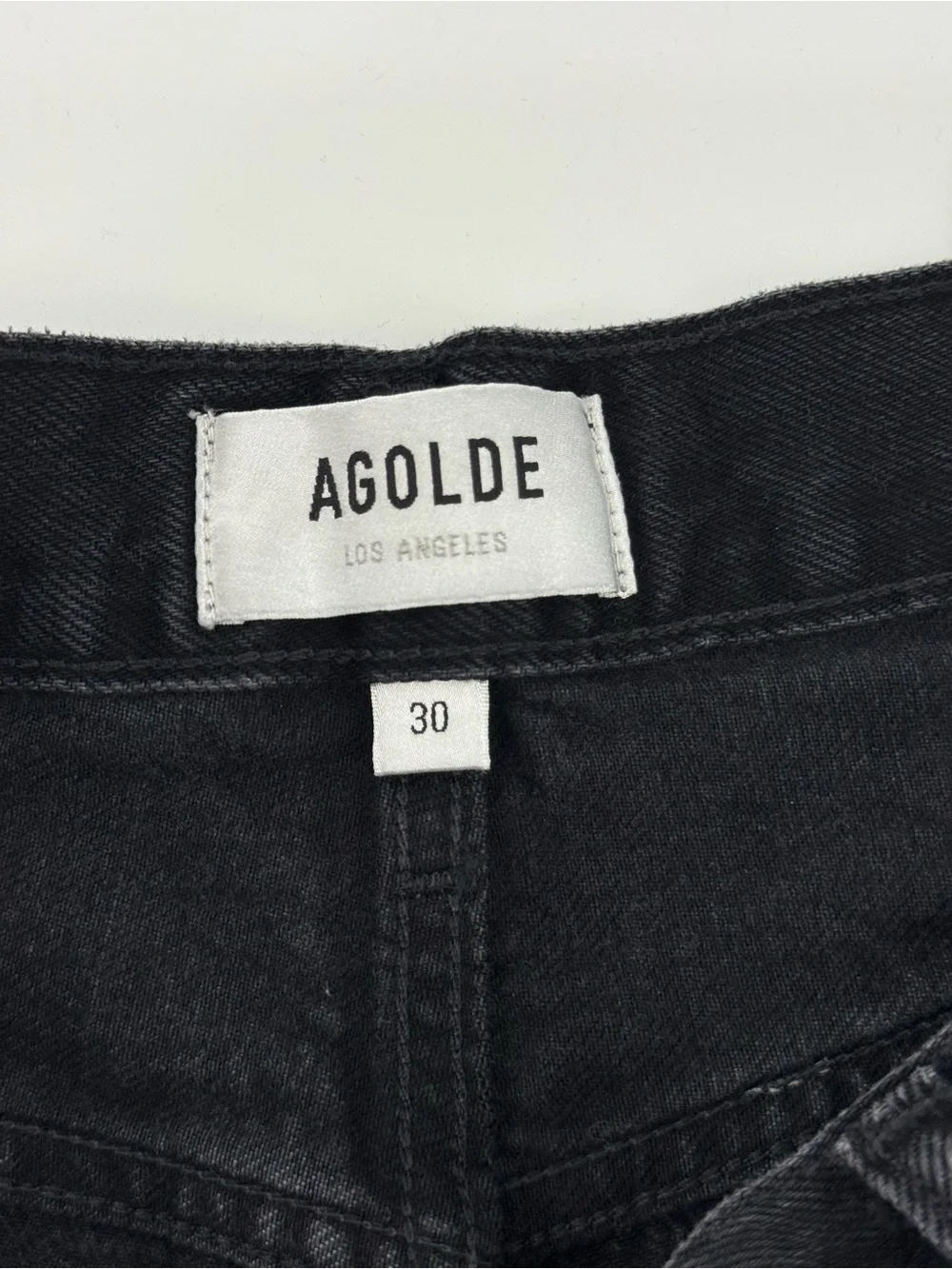 AGOLDE Parker Long Denim short 30 Vintage Cut-Off raw hem frayed high rise black